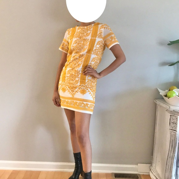 All:Row Dresses & Skirts - All:Row yellow floral embroidered tunic shift dress